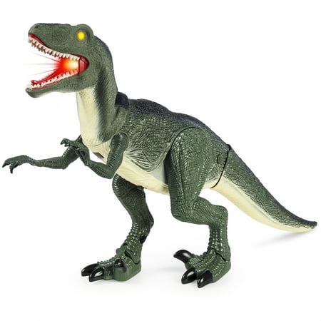 Best Choice Products 21-Inch Walking Velociraptor Dinosaur Toy w/ Real Lights and Sounds, Green