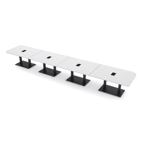 22 Person Duo Shaped Boardroom Table With Metal Base Power And Data