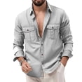 thumbnail image 3 of Vetsdori Mens Outdoor Shirts Pockets Long Sleeve Button Down Casual Winter 1/4 Zipper Travel T-Shirts for Men Collar, 3 of 8