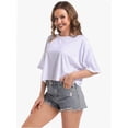 thumbnail image 3 of Women's Oversized Workout Cropped T Shirts Crew Neck Short Sleeve Casual Loose Summer Crop Tee Tops, 3 of 4