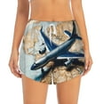 thumbnail image 2 of Rateoe Airplane World Map Adventure Printed 2 in 1 Women's Workout Shorts for Athletic Gym Running Shorts with Phone Pockets-Medium, 2 of 7