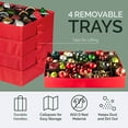 thumbnail image 3 of Hold N' Storage Christmas Storage Box Stores up to 96 - 3" Ornaments with Adjustable Dividers - Red, 3 of 10