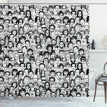 Ambesonne Black and White Shower Curtain, People Portrait, 69"Wx75"L, Black White