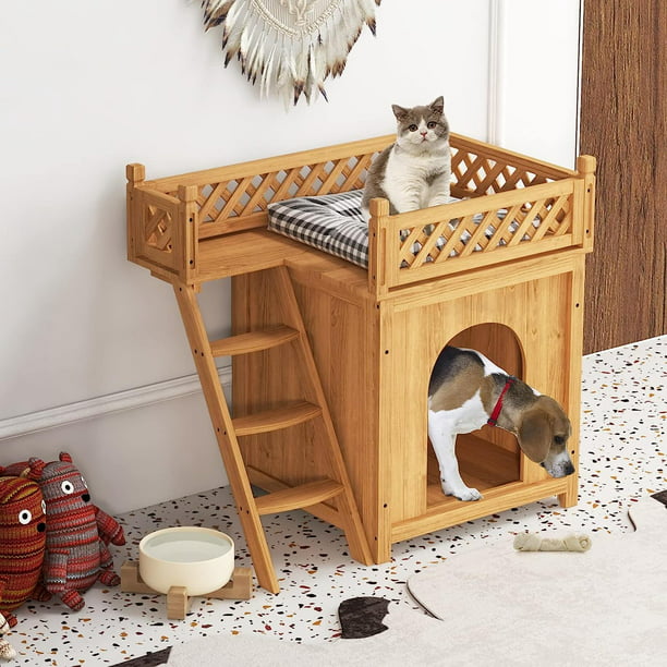 Wooden Dog House - Bilot Indoor Outdoor Cat Houses Dog Crate Cage ...