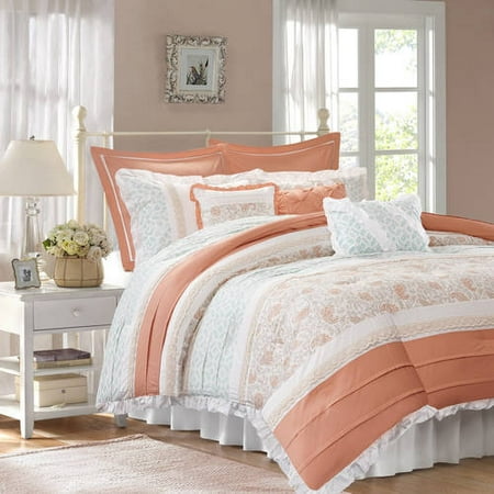 9pc King Stella Printed Comforter Set - Coral