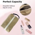 thumbnail image 3 of Bolsa de maquillaje pequeña para viaje de lona, bolsa de cosméticos, bolsa de aseo para mujeres y niñas, regalos, portátil, color caqui, 3 of 6