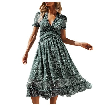 fvwitlyh Dresses for Women Women's Vintage Ruffle Trim Lace Sleeveless Bodycon Dress