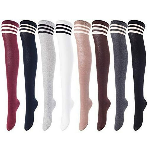 Lovely Annie Big Girl's Women's 3 Pairs Over Knee High Thigh High Cotton Socks Size 6-9 A1022