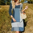 thumbnail image 3 of Abstract Geometric in Blue Black Grey Women's Fall Dresses Casual Loose Flowy Swing Shift Dress, 3 of 9