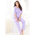 thumbnail image 5 of Dreams & Co. Plus Size Printed Henley PJ Set, 5 of 6