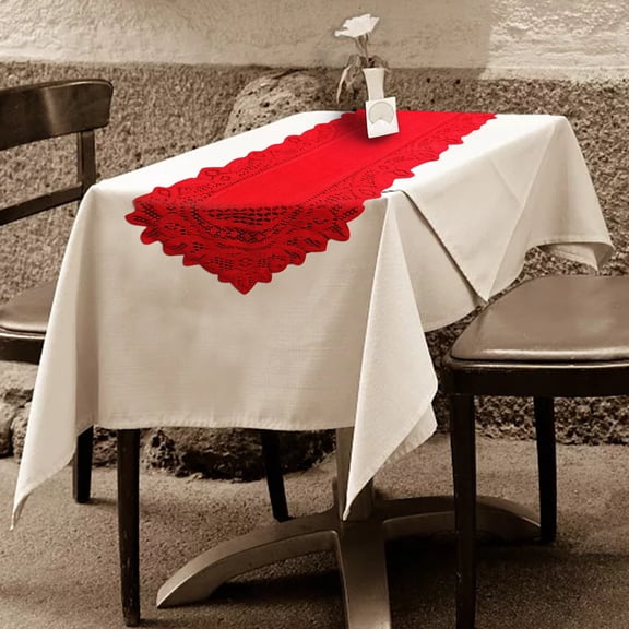 Room Decor Table Flag Lace Towel Placemat Tray Pad Long European Style Wine Red And White Decorations For Home Bedroom Tablecloth Runner