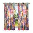 thumbnail image 6 of Yayeee Window Curtains Light Filtering 63"x42" Grommet Panel Pair Home Living Room Decor, Art Buildings, 6 of 7