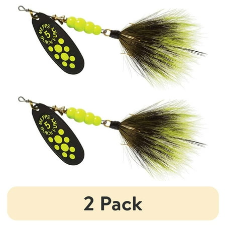 (2 pack) Mepps Black Fury Dressed Treble Inline Spinner 1/2 oz Chartreuse
