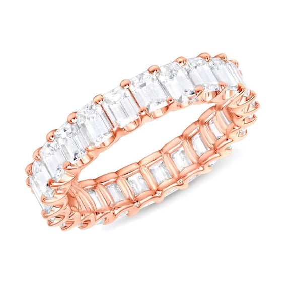 Faty-T 14K Gold Plated Eternity Ring for Women - Square-Cut Cubic Zirconia Rings - Stackable Love Wedding Band