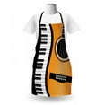 thumbnail image 3 of Music Apron, Conceptual Piano Keyboard Wave and an Acoustic Guitar Composition, Unisex Kitchen Bib with Adjustable Neck for Cooking Gardening, Adult Size, Charcoal Grey Orange, by Ambesonne, 3 of 4