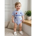 thumbnail image 4 of BemeyourBBs Newborn Baby Boy Girl 4th of July Outfit Patriot Independent Day Summer Clothes Infant Baby Bubble Romper Letter Star Flag Embroidery Short Sleeve Bodysuits Jumpsuits, 4 of 9