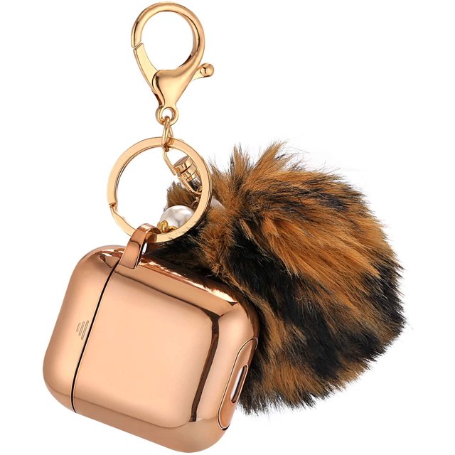 Compatible for AirPods Case TPU,Greaciary Protective Case Cover fit for Apple AirPods (04 Rose Gold + Keychain Pompom)