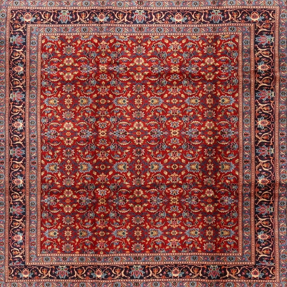 Ahgly Company Machine Washable Indoor Square Traditional Orange Salmon Pink Area Rugs, 4' Square