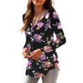 thumbnail image 3 of a.Jesdani Womens Plus Size Long Sleeve Tunic Tops Casual Floral Henley Shirts m-4x, 3 of 7