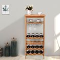 thumbnail image 4 of Gymax Bamboo Wine Rack Countertop Bottle Storage Free Standing w/ Glass Hanger & Shelf, 4 of 10