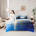 thumbnail image 4 of spefrowx Abstract Coastal Seascape Queen Bedding for Women Men, Blue Gradient Seagull Bedding Comforter Set Queen, Navy Reversible, 7pcs, 4 of 6