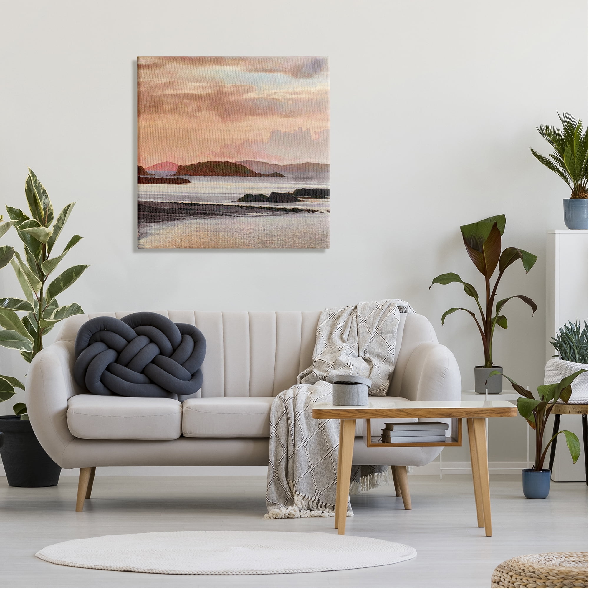 Stupell Industries Cloudy Beach Atmosphere Landscape Painting Gallery Wrapped Canvas Art Print Wall Art, 30 x 30