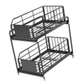thumbnail image 4 of Especiero de 2 niveles, gran capacidad, resistente al agua, organizador para debajo del fregadero, para cocina y hogar, color negro, 4 of 14
