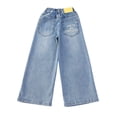 thumbnail image 3 of XEGLSBU Girls Jeans Size 8 Wide Leg Girls Straight Leg Jeans Casual Loose Fit Pants Arrival Letter Print Comfortable Trousers Yellow Size 5-6 Years, 3 of 8