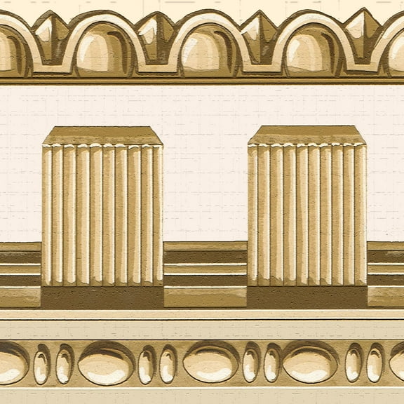 Dundee Deco's Peel and Stick Wallpaper Border - Victorian Gold Crown Molding Wall Border Retro Design, 15 ft x 7 in, Self Adhesive