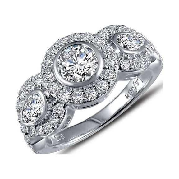 Lafonn Classic Sterling Silver Platinum Plated Lassire Simulated Diamond Ring (1.86 CTTW)