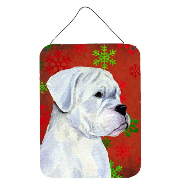 Boxer Red and Green Snowflakes Holiday Christmas Wall or Door Hanging Prints