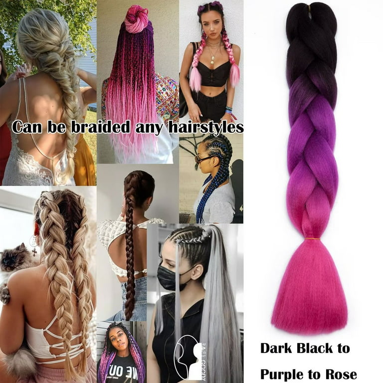 24 Inch Jumbo Braids Hair Extensions Ombre High Temperature Synthetic Hair  African Rainbow Box Braiding Hair for Senegal Twist 100g/pack 2 Tones