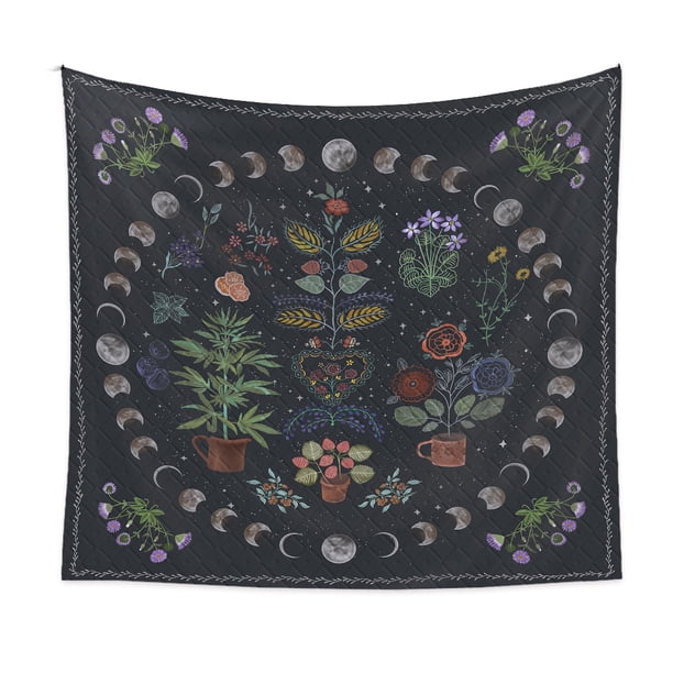 Tapiz de plantas, tapiz de fase lunar natural para colgar en la pared, decoración de dormitorio estético tapiz, tapices botánicos adecuados para el hogar del dormitorio 100*150 CM