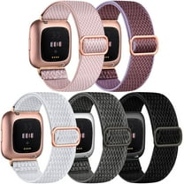 Comvin 5 Pack Elastic Bands Compatible with Fitbit Versa 2/Versa/Versa Lite/Versa SE Watch Bands for Women Men, Adjustable Stretchy Nylon Solo Loop Sport Strap