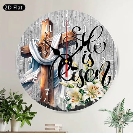 Italian Lemon Citrus Round Wall Clock with Ciao Design, Mediterranean Farmhouse Kitchen Decor, Silent Non-Ticking