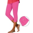 thumbnail image 5 of Womens Capri Leggings with Button Slit Hem High Waisted Stretch Soft Capris Casual Summer Beach Travel Pants (3XL, Hot Pink), 5 of 7