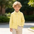 thumbnail image 5 of Tiijoy Kids Long Sleeve Striped Shirt Boys Girls Button Down Shirt Top, Yellow, Sizes 4-13, 5 of 5