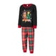 thumbnail image 3 of Pijamas navideños familiares a juego, pelele para bebé/camiseta de manga larga con estampado de árbol de Navidad y ciervos y pantalón a cuadros., 3 of 10