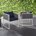 thumbnail image 6 of Modway Stance 17" Aluminum/Fabric Patio Dining Armchair in White/Navy (Set of 2), 6 of 6