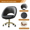 thumbnail image 6 of Velvet Home Office Chair Tina's Home Swivel Accent Chair Adult Makeup Chair Metal Bedroom Charcoal, 6 of 6