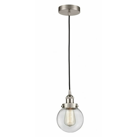 616-1PH-SN-G202-6-LED-Innovations Lighting-Beacon - 1 Light Mini Pendant In Industrial Style-9.5 Inches Tall and 6 Inches Wide Brushed Satin Nickel