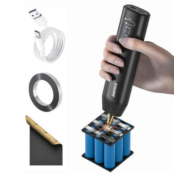 Battery Spot Welder, AWithZ Handheld Spot Welder 11 Gear Adjustable, Automatic and Manual Modes Battery Welder for 18650 Battery, Welding Nickel Sheets, Iron, Stainless Steel