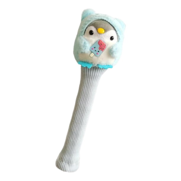 Cubierta de Mango de Raqueta de Bádminton, Mango Decorativo de Raqueta de Muñeca de Peluche, Protector de Agarre Antideslizante, Accesorios de Bádmint pingüino azul