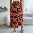 thumbnail image 5 of Women's Long Skirts Floral Elastic High Waist Asymmetrical Hem Skirt, 5 of 9