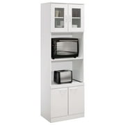 Kings Brand Furniture Tall Kitchen Pantry, Microwave Storage Cabinet, White