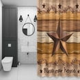 thumbnail image 4 of Country Stars Shower Curtain for Bathroom Decor, Vintage Brown Wood Grain Bless Our Home Farmhouses Waterproof Fabric Shower Curtain, 48"x72" Set with 12 Hooks, 4 of 9