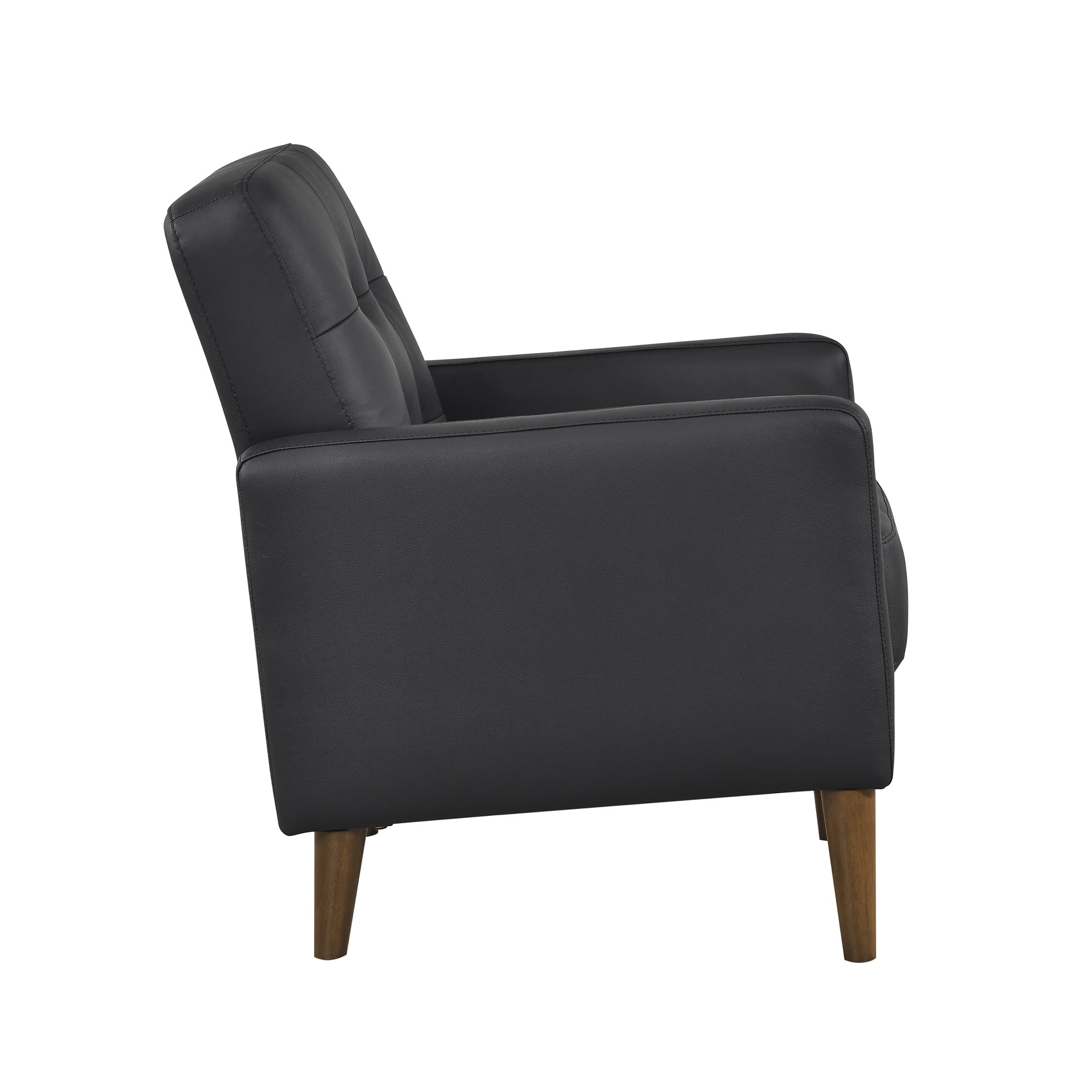 OakvillePark Noma Contemporary Tufted Leather Match Accent Chair, Black