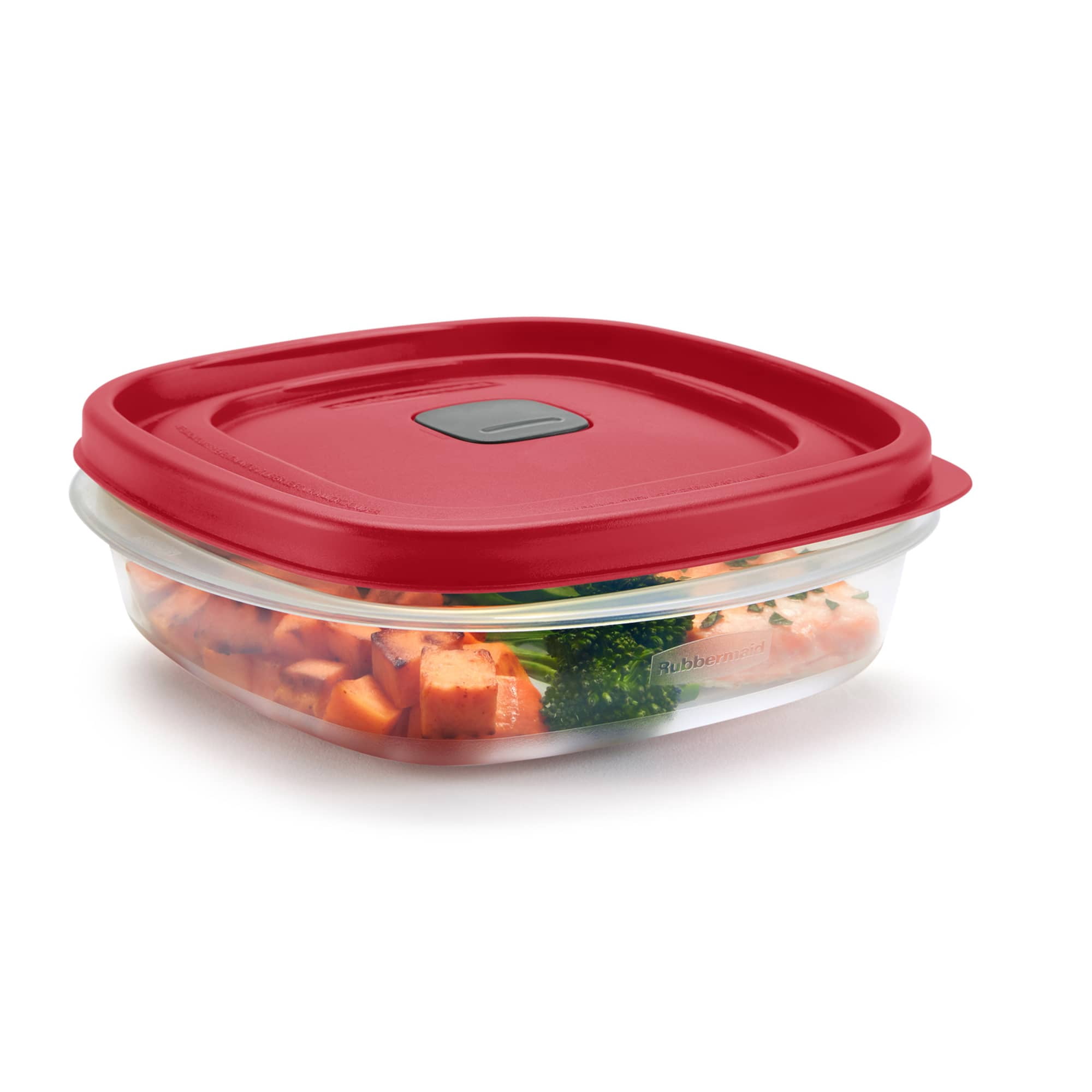 (4 pack) Rubbermaid EasyFindLids 3-Cup Round Food Storage Container, Racer Red