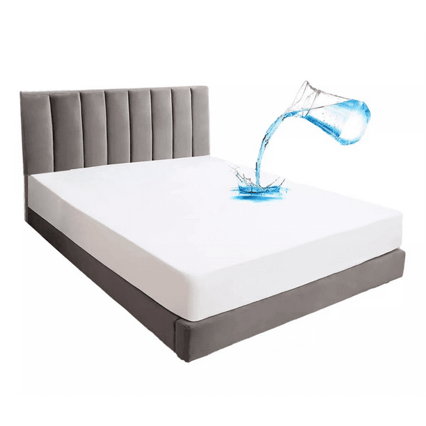 Amorosa Protector de Colchón Impermeable, Antiarrugas y de Diseño Minimalista (King Blanco 200*190*45CM)