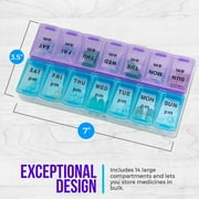 MEDca Weekly Pill Organizer, AM/PM-Twice a Day, Multicolor